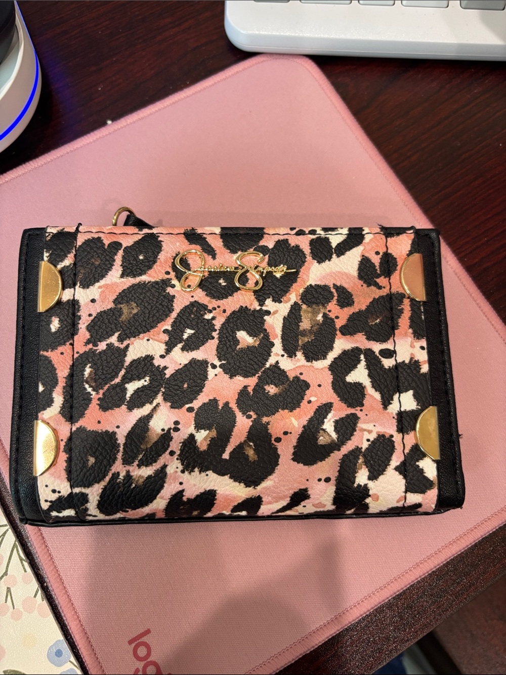 kate spade Pink and Black Leopard Print Card Holder Wallet